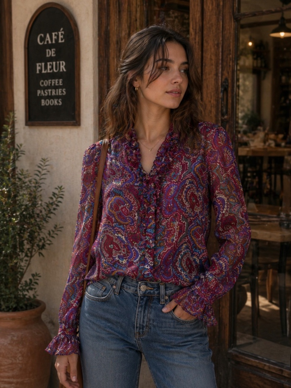 Vintage Harolds Ruffle Silk Blouse